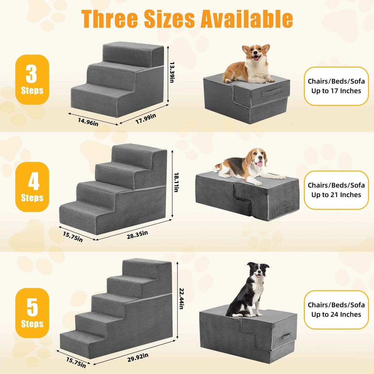 JHK 3-5  Foam  Non-Slip Pet Steps For Home