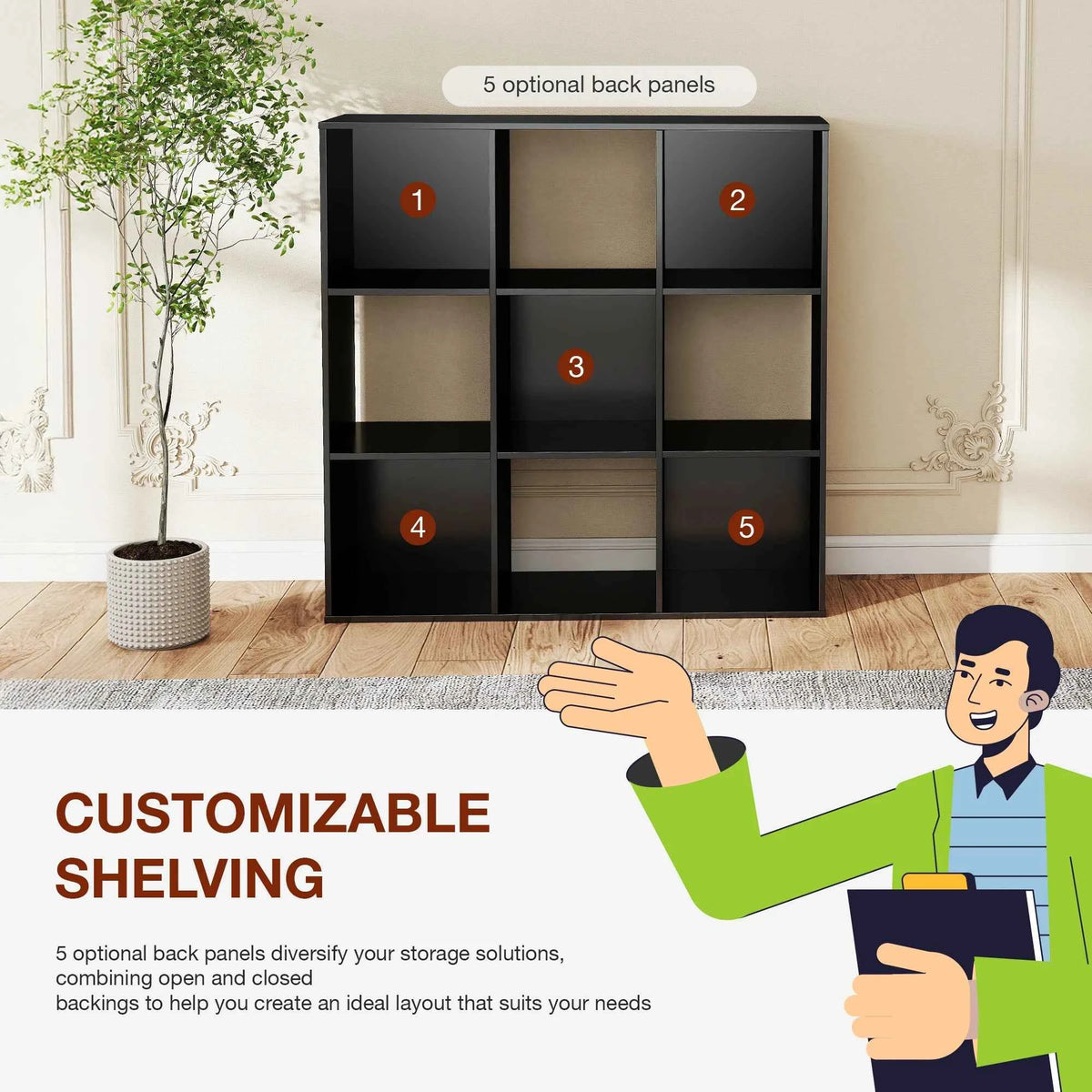 JHK 9 Cube Wooden Storage or Bookcase Organizer.