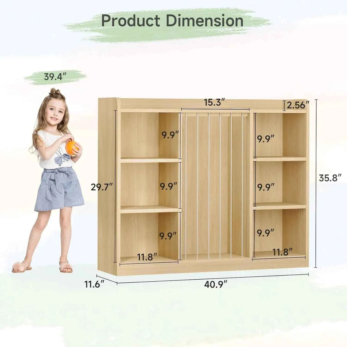 6-Cube Kids Toy Organizer 2-in-1, Stuffed Animal Storage Shelf with Rounded Corners & Anti-Tip, Playroom Bedroom Shelf Unit, Stackable Nursery Storage
