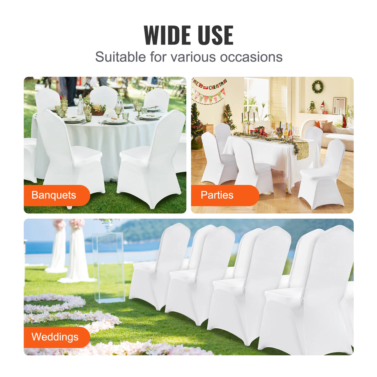 SucceBuy 12/30pcs Spandex Wedding Chair Seat Cover.  Washable Protective Slipcovers. Wedding, Holiday, Banque,t Universal Chair Cover