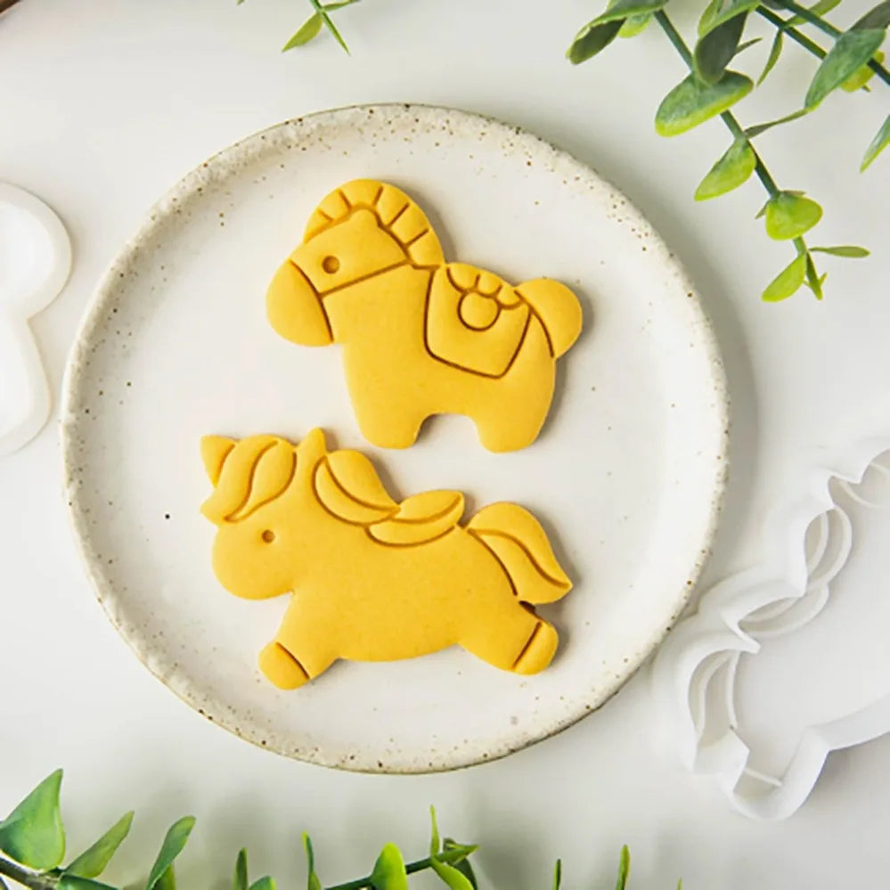 Cartoon Horse Cookie Mold Stamp. New Year Cookie Cutters, Biscuit Mold, Kitchen Baking Pastry Bakeware. DIY Tools