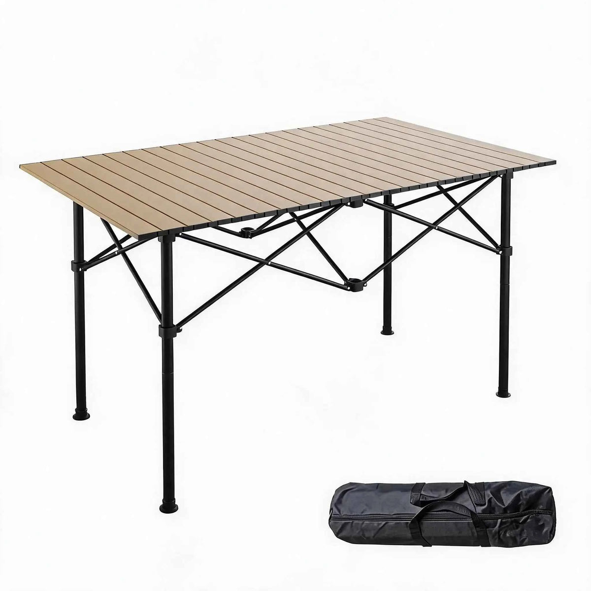 47x28x30in Folding Camping Table, Portable Aluminum Roll Up Table With Carry Bag, 110lb.