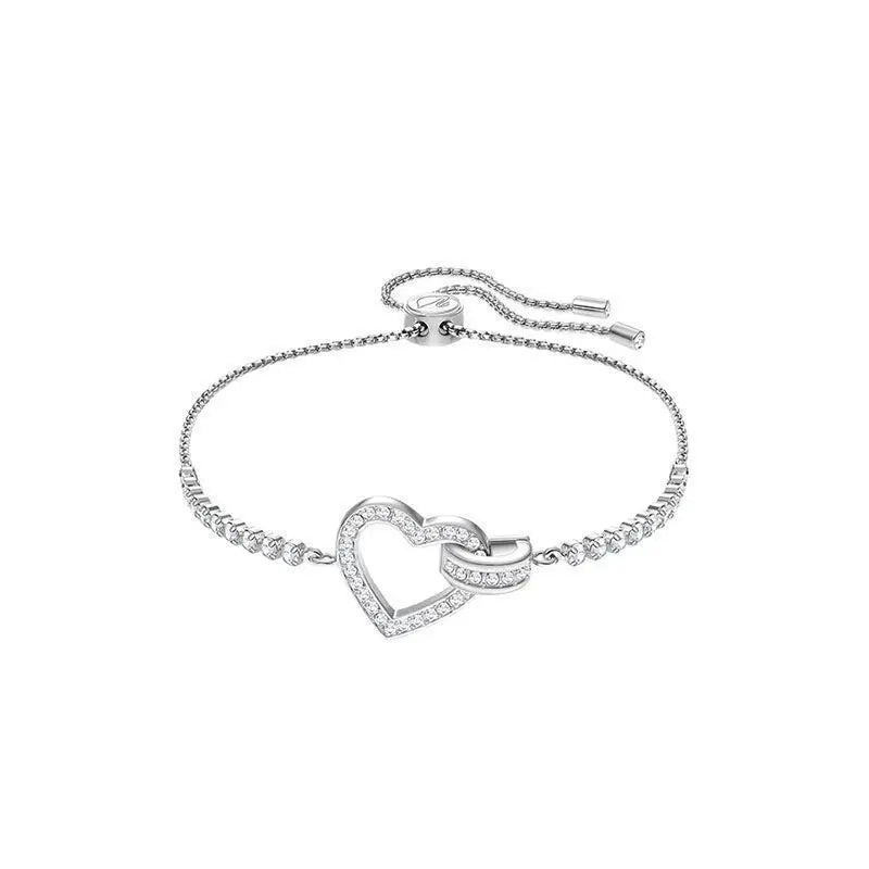 Buy One Get One Free S925 Sterling Silver Full Diamond Heart-shaped Pull-out Bracelet for Women 2026 New Model