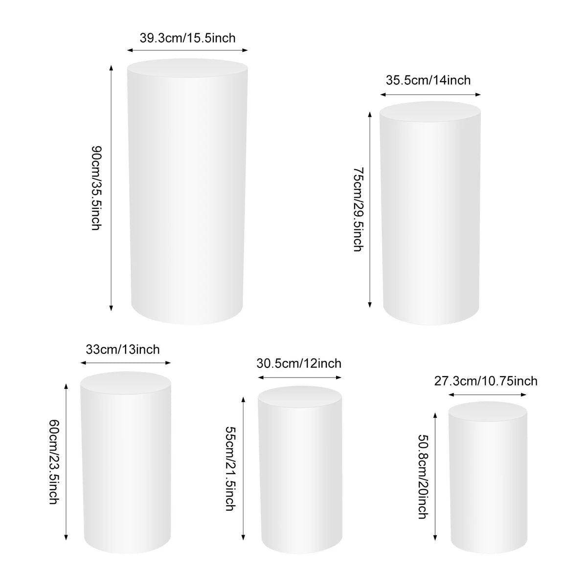 5PCS Cylinder Cake Display Stand Set.  Round Cylindrical Dessert Display Pedestal.