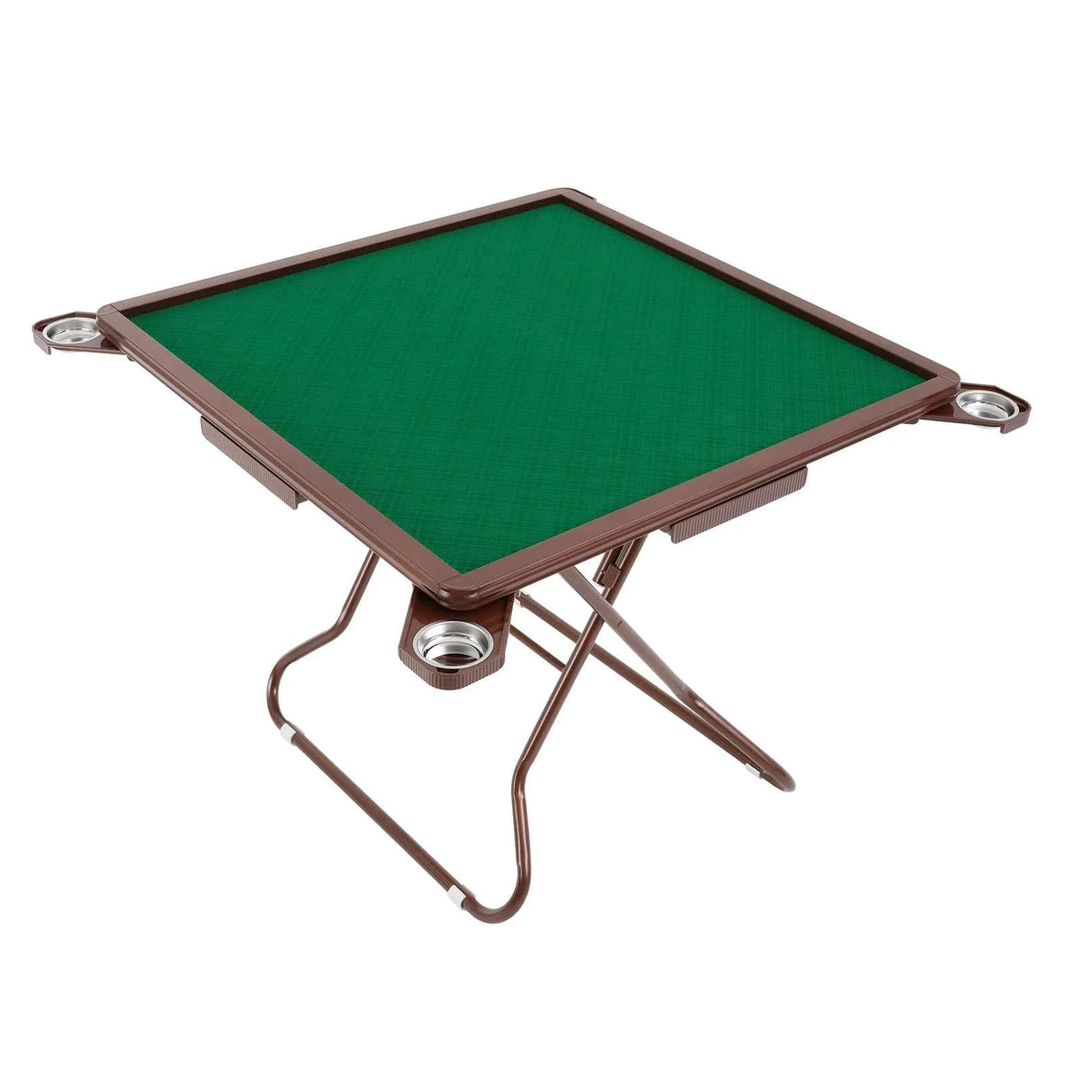 Foldable Square portable table. Wood Board, Velvet Desktop. Q195 Plastic Steel Frame. 150KG Load Noise Reduction, Anti-slip. Table Leg Rounded, Safe Corners. Built-in 4 Cup Holders & 4 Hidden Storage Drawers. Raised Anti-slip