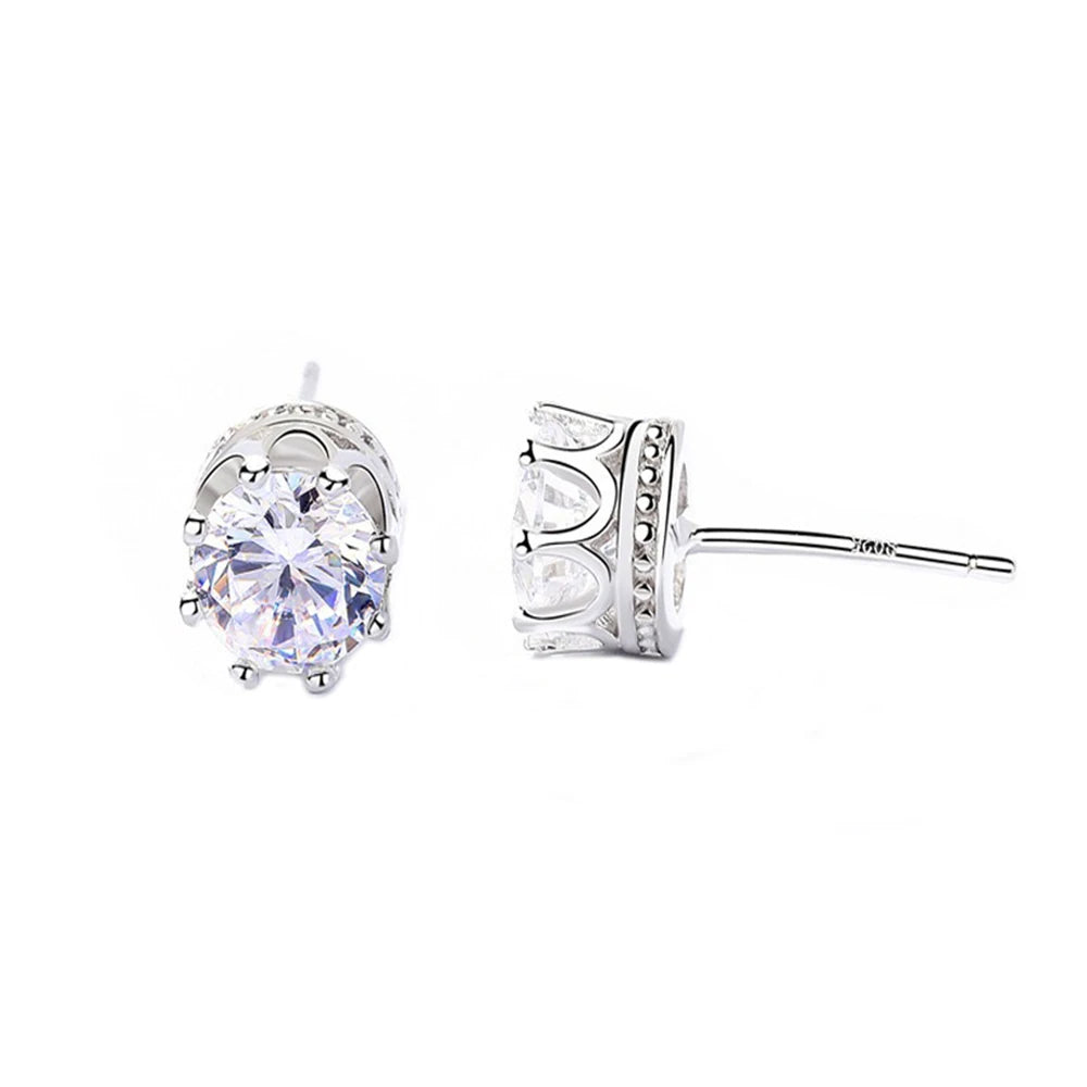 Exquisite Eight Claws Crown Stud Earrings, 925 Sterling Silver Moissanite Earrings for Women.