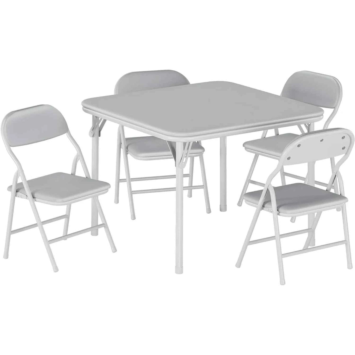 5-Piece  Kids Folding Table and Chairs Set. Upholstered Chairs, Waterproof PU Top, No Assembly, Toddler Furniture, Black
