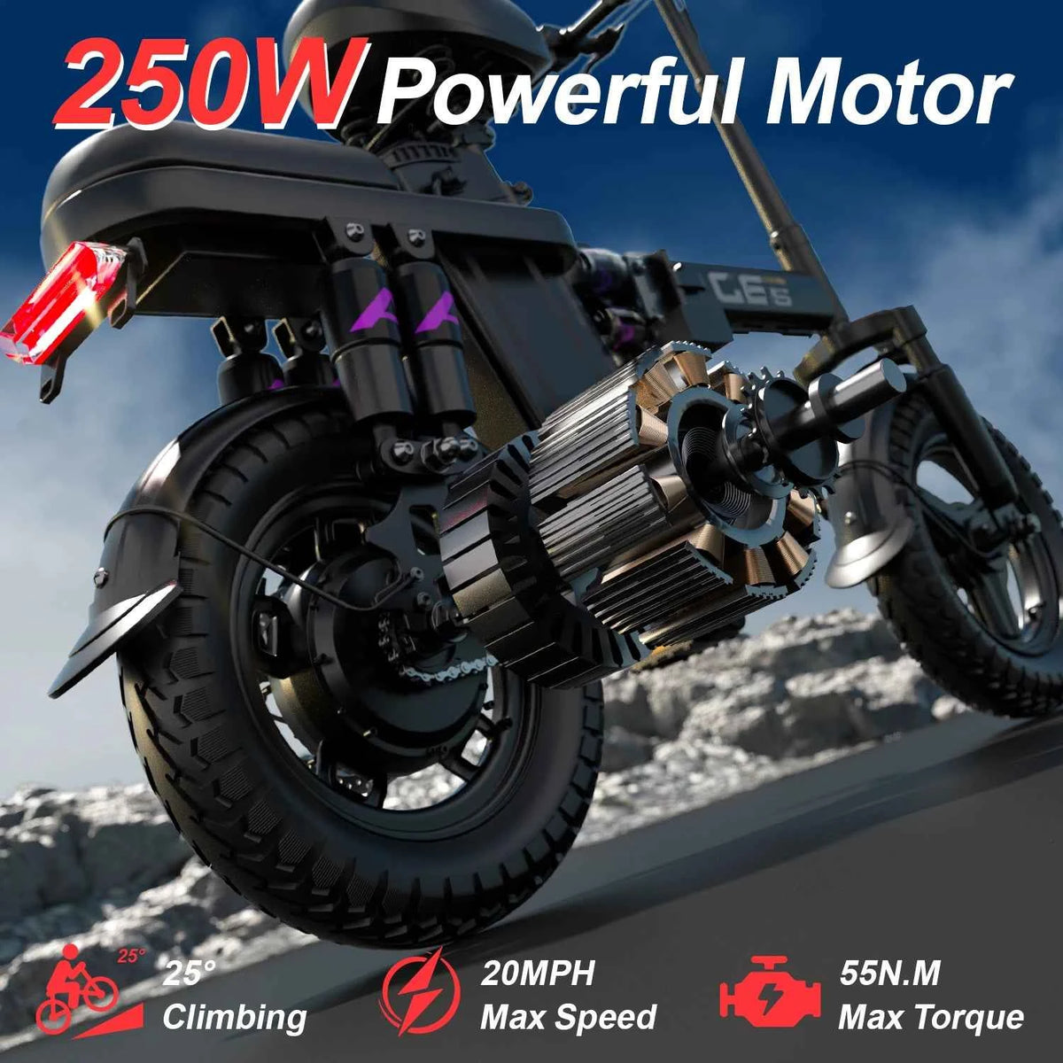 UPlee GE5 Electric Bike with 48V, 15AH Battery, 30+MPH, 250W, Folding Electric Bike,  30 Miles Max Range Electric Bike for Adults. 14" Fat Tire
