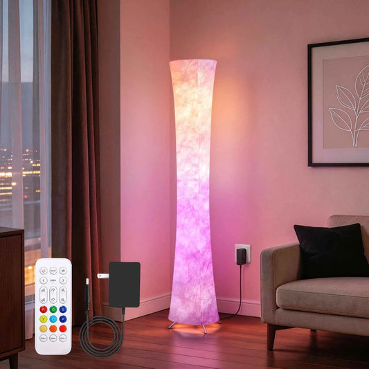 1pc Round Smart Floor Lamp, Modern RGB Corner Lamp with Tyvek Fabric, Music Sync, Remote Control, LED Floor Lamp.