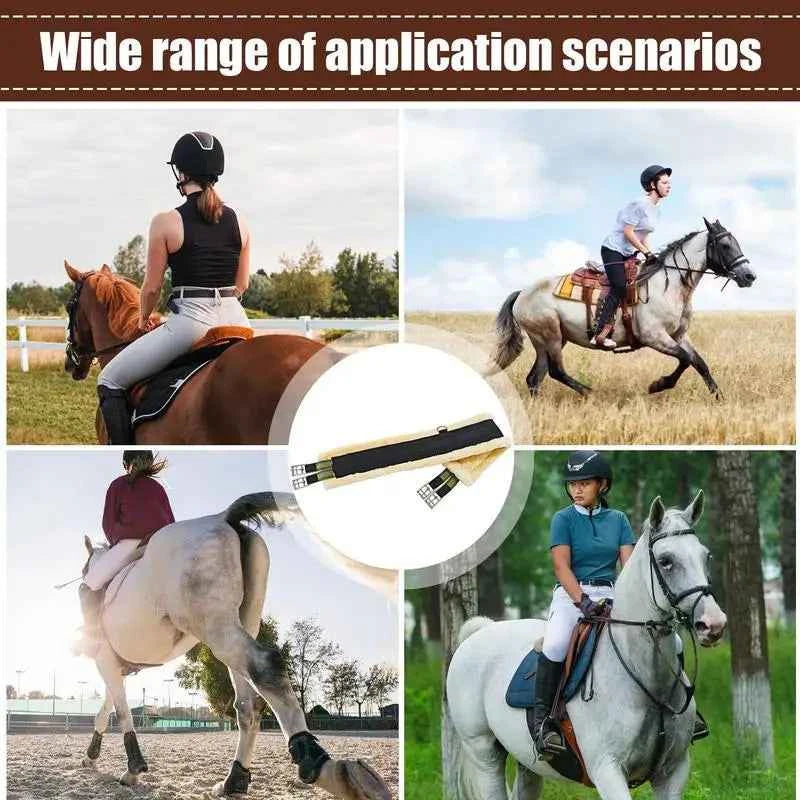 Horses Fleece Girth. Horse Cinch Fleece Elastic Stainless Steel English Girth. Heavy Duty & Breathable