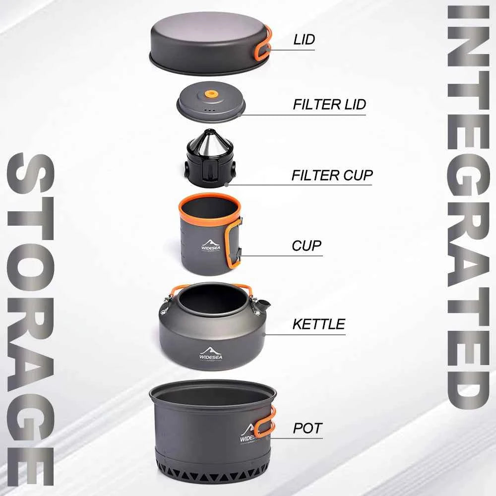 Camping Tableware, Outdoor Cookware, Set Pots,l Tourist kettle, coffee cup,  filte Kitchen Equipment, Gear, Utensils, Hiking, Picnic, Travel