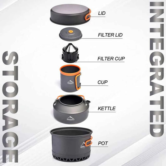 Camping Tableware, Outdoor Cookware, Set Pots,l Tourist kettle, coffee cup,  filte Kitchen Equipment, Gear, Utensils, Hiking, Picnic, Travel