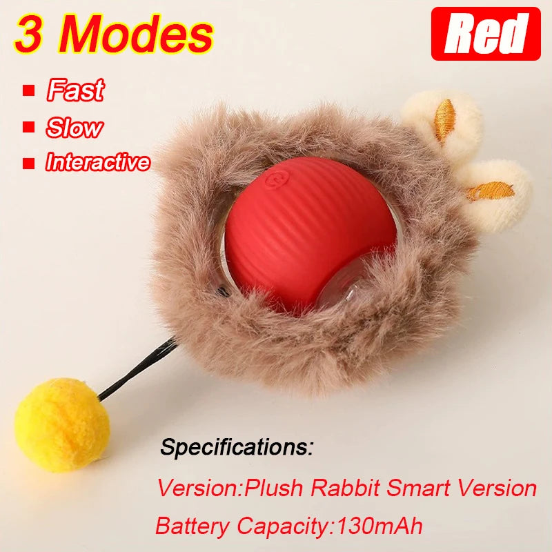New Cat Interactive Ball Toy with Automatic Rolling Ball & Faux Tail. Rechargeable, Smart Pet Electric Toy for Dogs & Cats