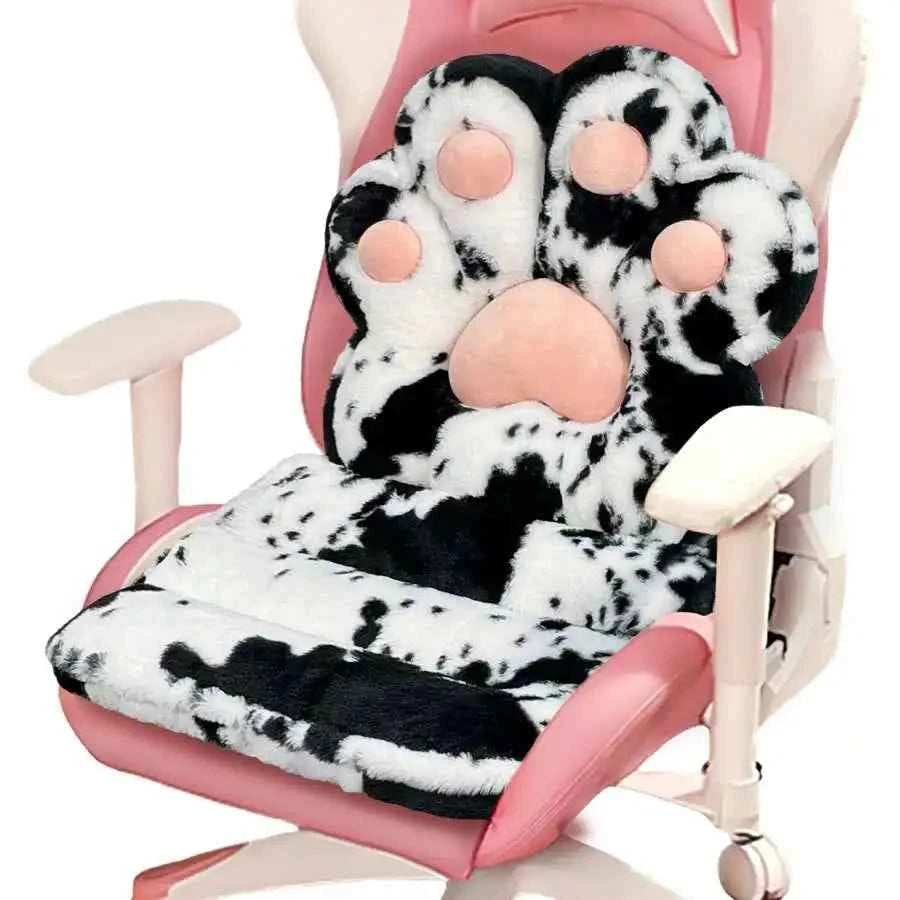 L-Shape Cat Paw Cushion, Kawaii Chair Pillow, Faux Rabbit Fur, Gaming Chair Cushion