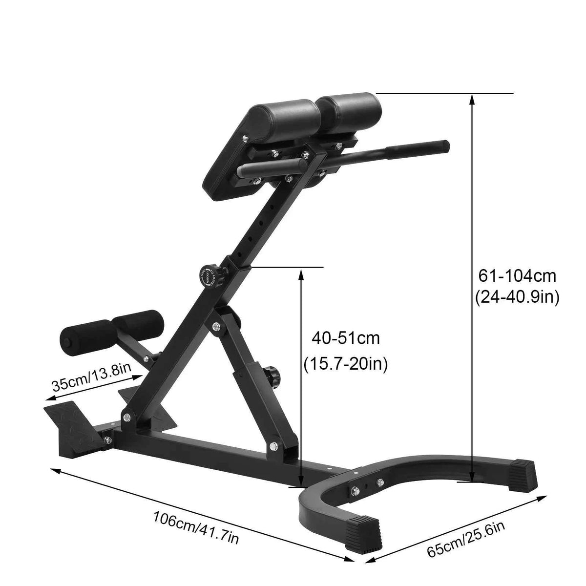 Adjustable Roman Chair for Home Gym, Folding Hyperextension Bench for Lower Back, Heavy Duty Back Extender Machine with 5-Level Height Settings, Space Saving Exercise Equipment for Glutes Abs and Hip Training