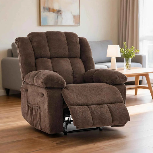 Extra Wide Manual Recliner Chair For Adults. 155 Degree Reclining Upholstered Armchair. Ergonomic Chair With Terry Cloth