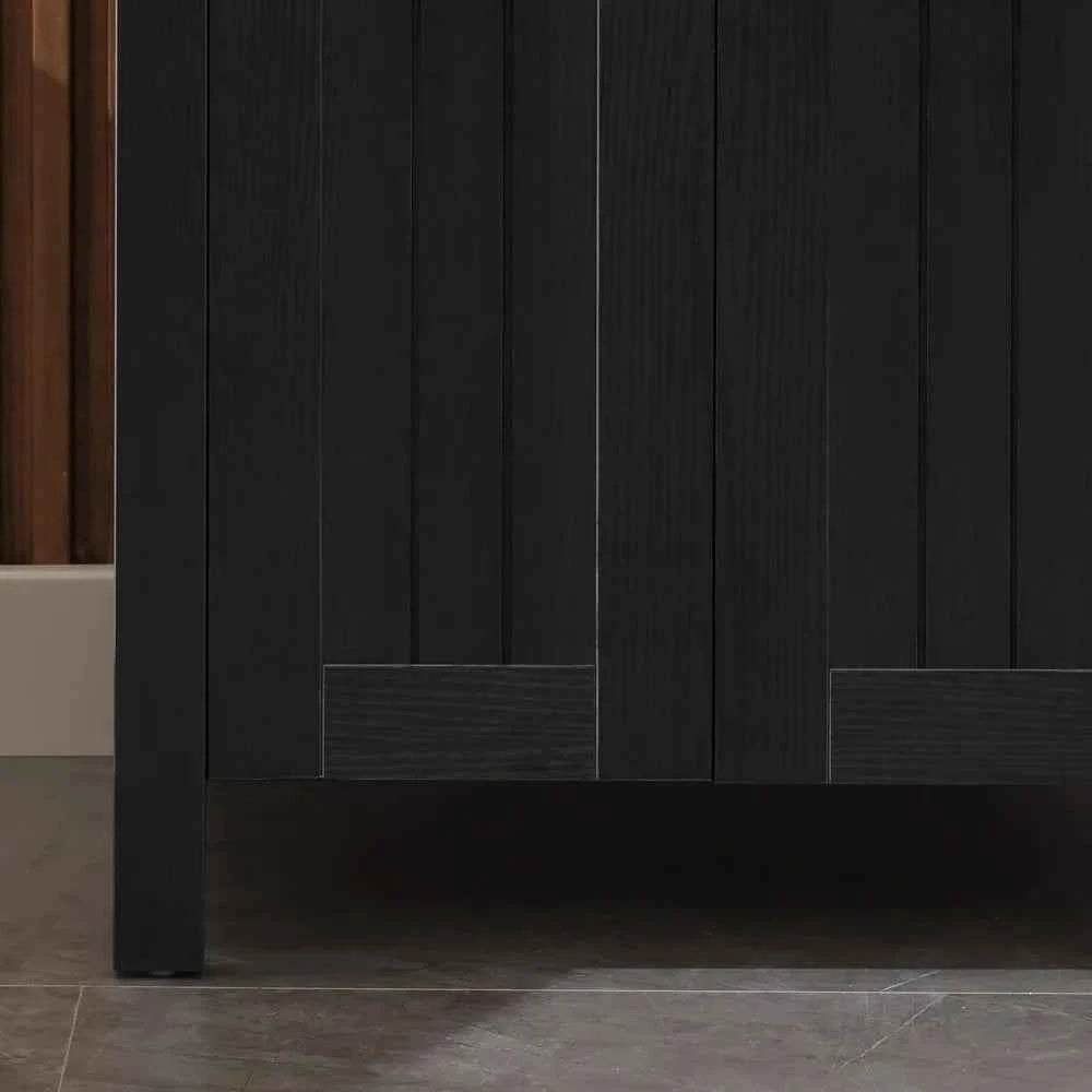 Black 24" Bathroom Vanity with Sink Combo,Modern Vanity with Vessel Sink,Stylish Bathroom Vanity Cabinet,Grooved, Customized