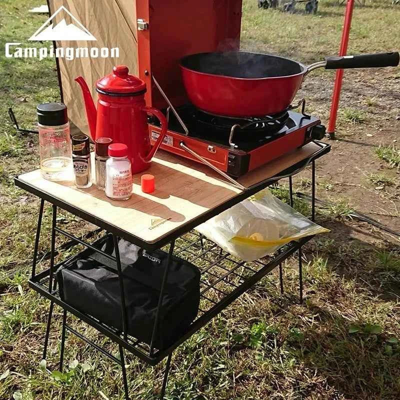CAMPINGMOON T-230  Simple Field Rack Folding Table, Iron. Multi functional Outdoor. table  Can be Multi layer Paired