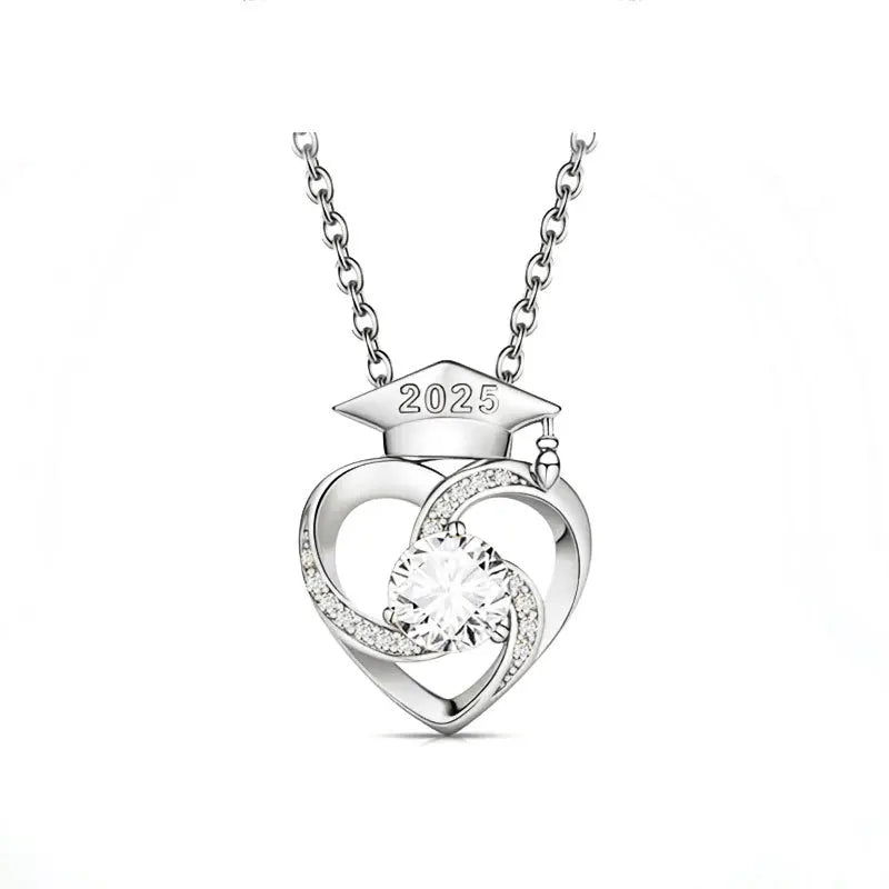 Lateefah College graduation necklace, Personalized with month and birthdate, Engraved Graduates hat.