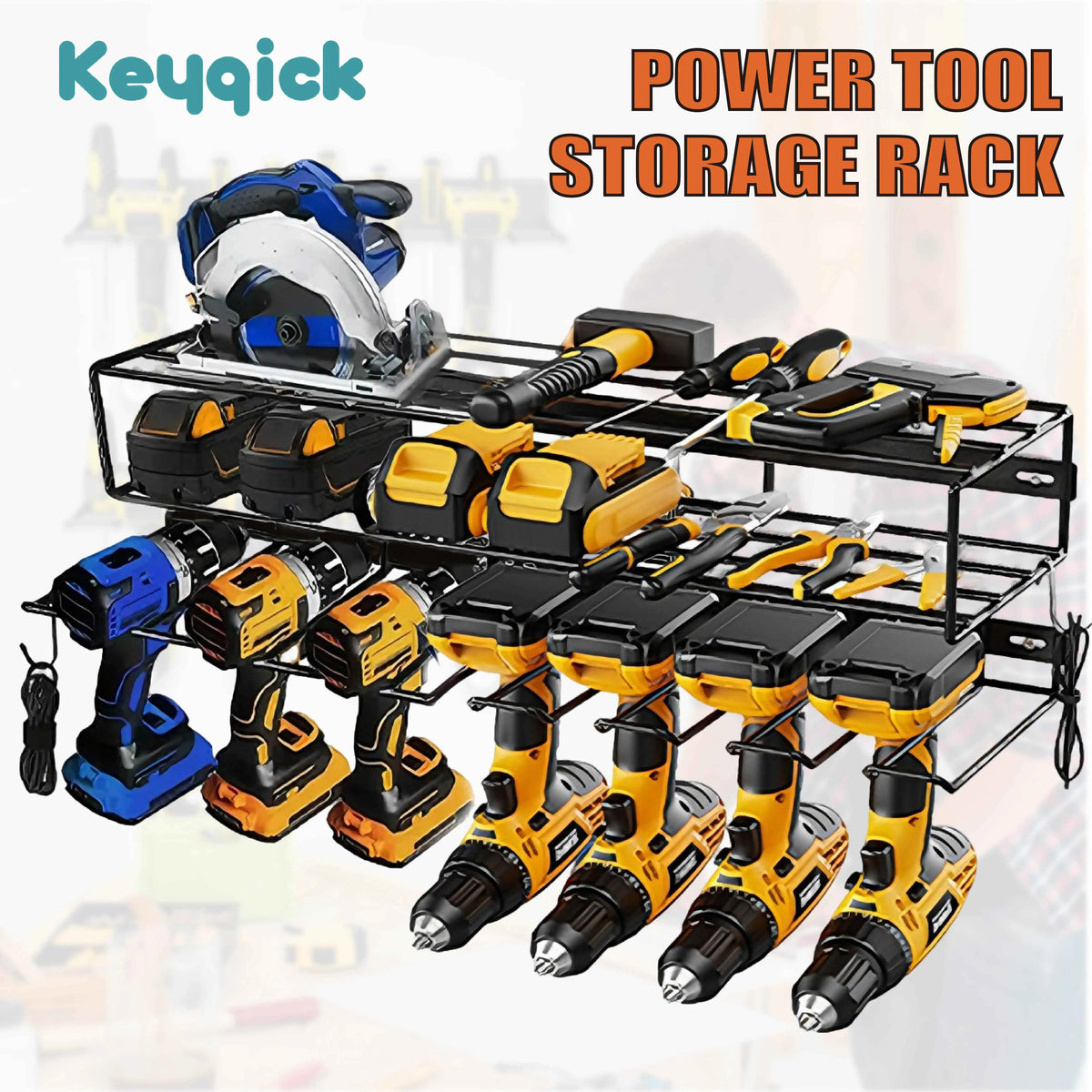 Set Of Multi-Function Heavy Duty Power Tool Storage Rack,  Non-Slip And Anti-Drop Design,