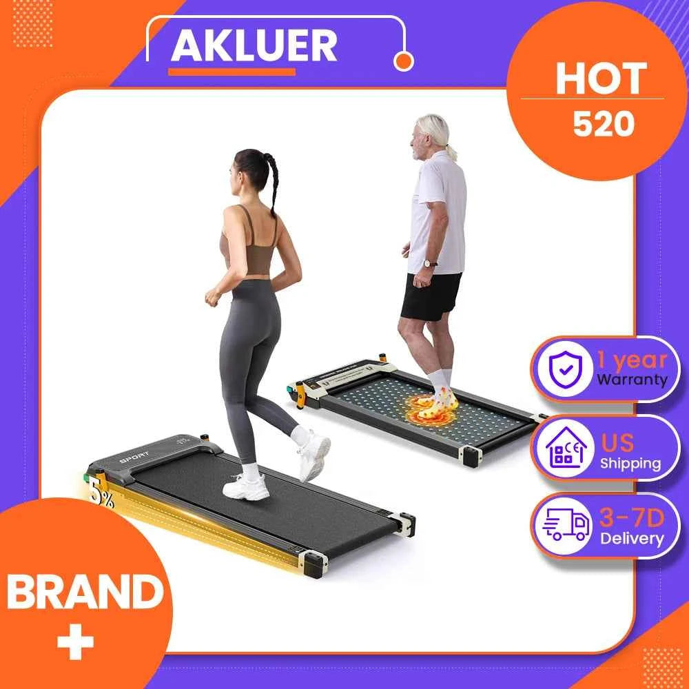Akluer 520 Dual-Sided Under Desk Treadmill with Shiatsu Foot Massager, Walking Pad with Incline, 2.5HP Quiet Motor, LED Display, Remote Control, 150kg (330 LBS) Capacity, 900*400mm Running Area, Local delivery