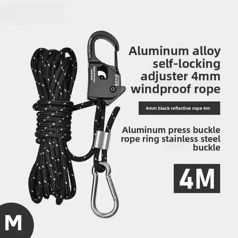 1×Aluminum Alloy Tent Rope Tensioner. Stainless Steel. Self Lock Rope Adjuster 2-10mm. Anti-Slip Tarp Tightener. Outdoor Accessories