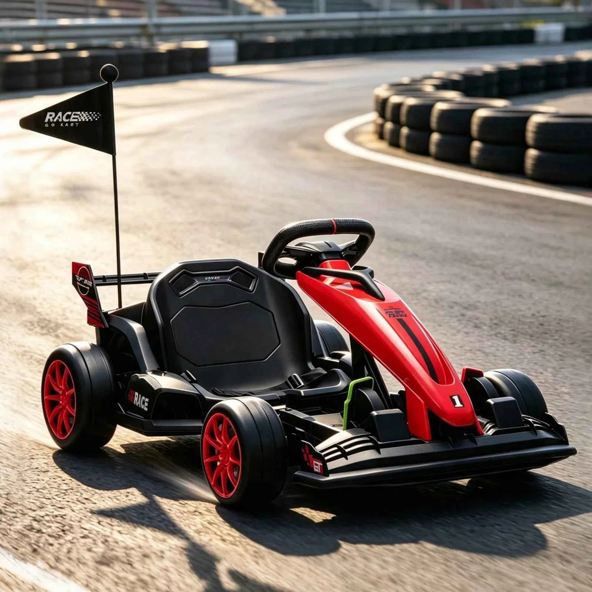 24V Electric Drift Go Kart For Kids, 400W Ride On Racing Car, 7.5 MPH Outdoor Drifting Toy With Adjustable Frame, Brake & Belt