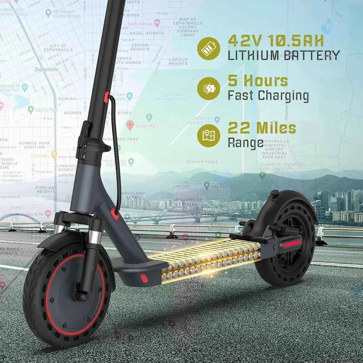 AOVOPRO TMAX 10inch Electric Scooter, 500W, 22MPH. For Adult. TUYA  APP Smart Scooter, Shock-absorbing Anti-skid Folding Electric Scooter