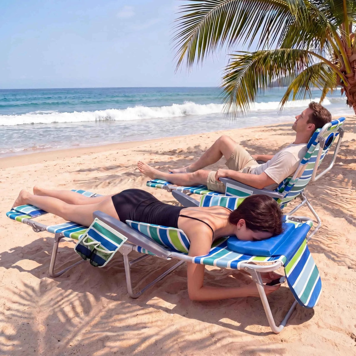 2Pcs Face Down Sunbathing Chair. Backpack Beach Recliner. Pool Lounger With Adjustable Footrest & Face Hole. Heavy Duty 330lbs
