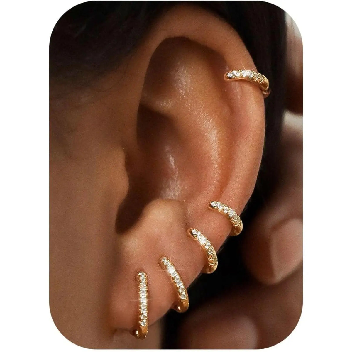 5Pairs Small Hoop Earrings Set for Women, 14K Gold Plated Lightweight Tiny Huggie Hoops, Mini Cartilage Earrings Pack. Hypoallergenic Ear Piercing, Earring Stacking Set