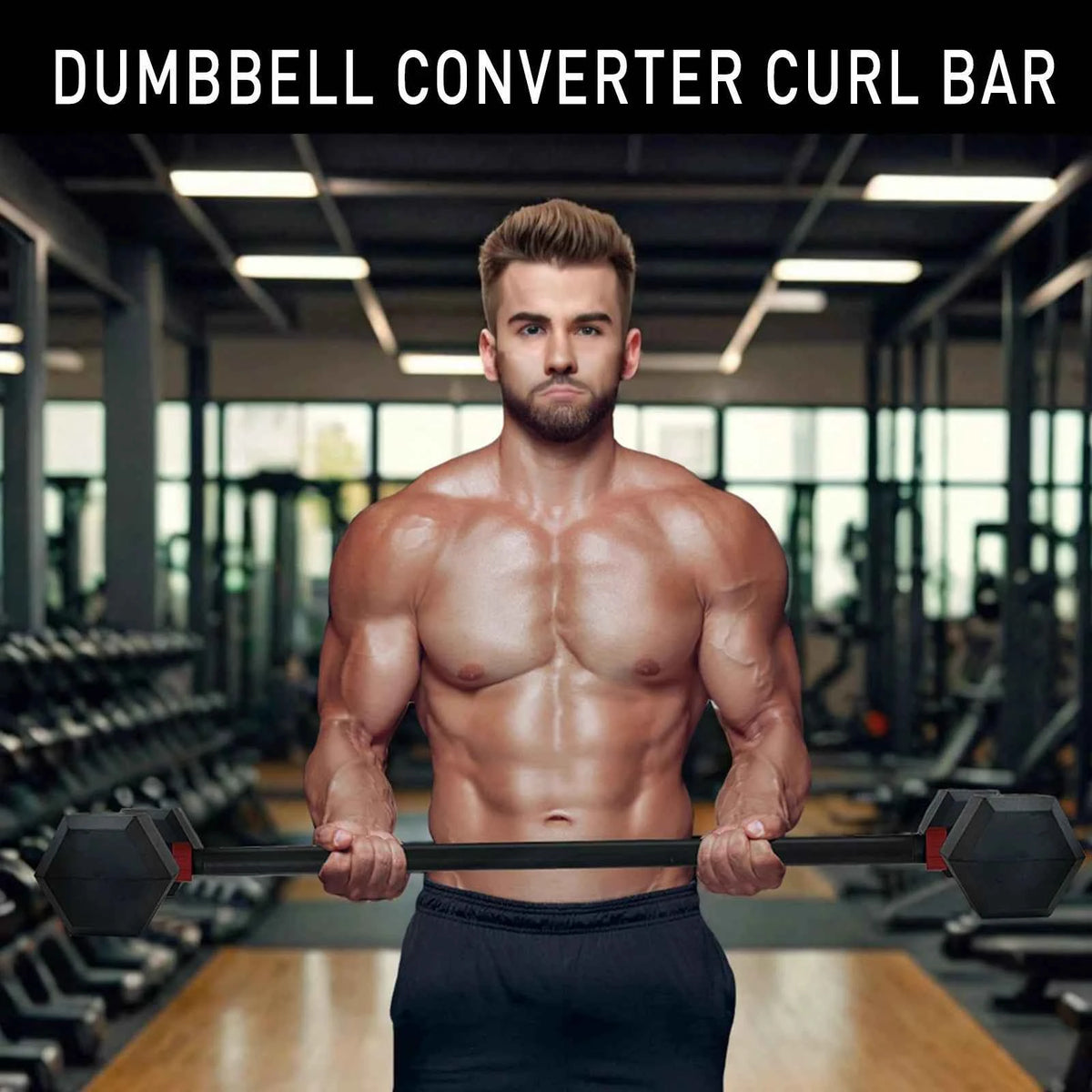 Adjustable Dumbbell Converter to Barbell Set and Kettlebell for Home Fitness. Adjustable Up to 200lb Capacity Weight Barbell