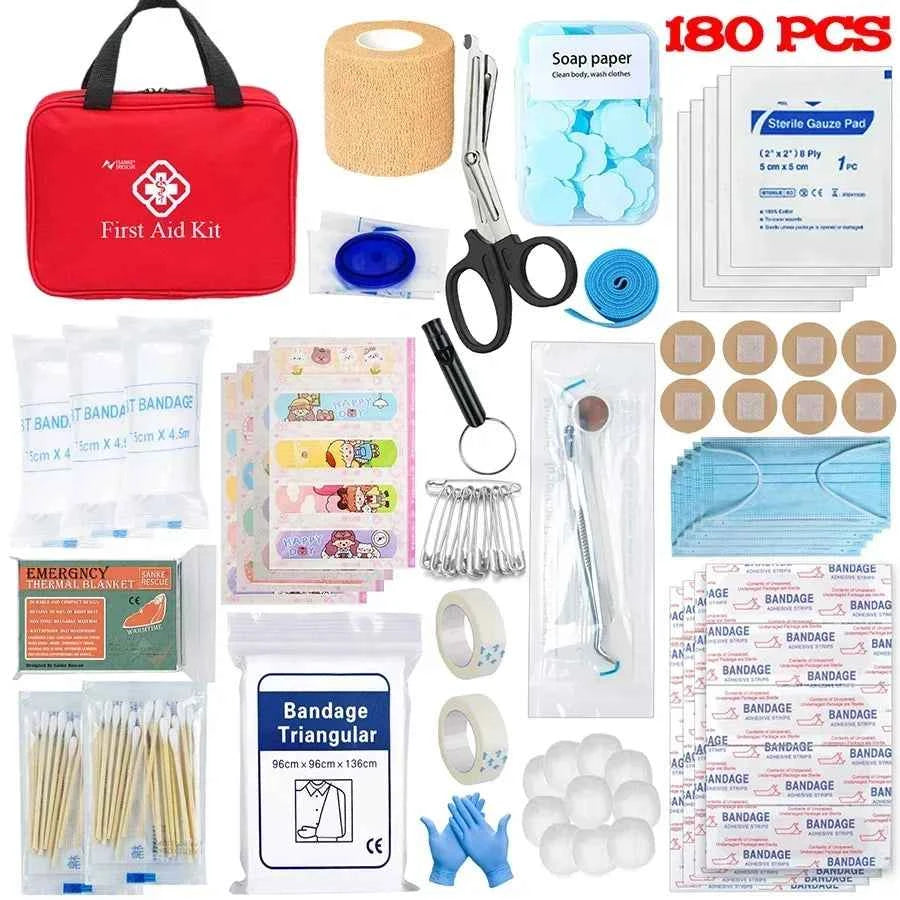 Complete Portable Emergency Medical First Aid Kit Bag. Storage Box For Household, Outdoor, Travel, Camping Equipment, Medicine