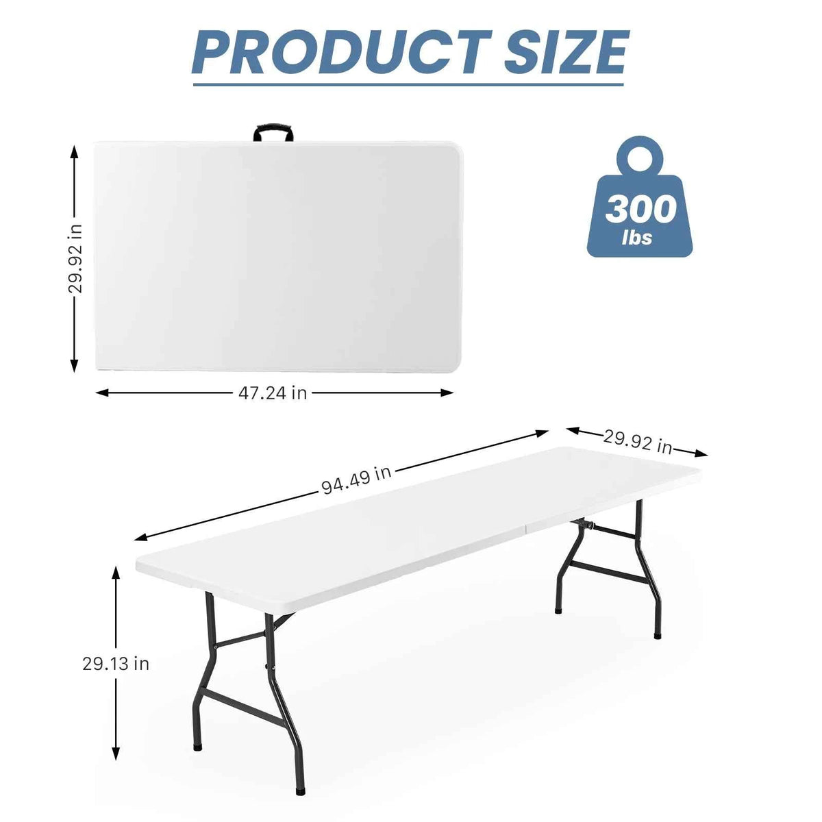 MCQ 6 FT to 8 FT Folding Outdoor Picnic Table With Carrying Handle