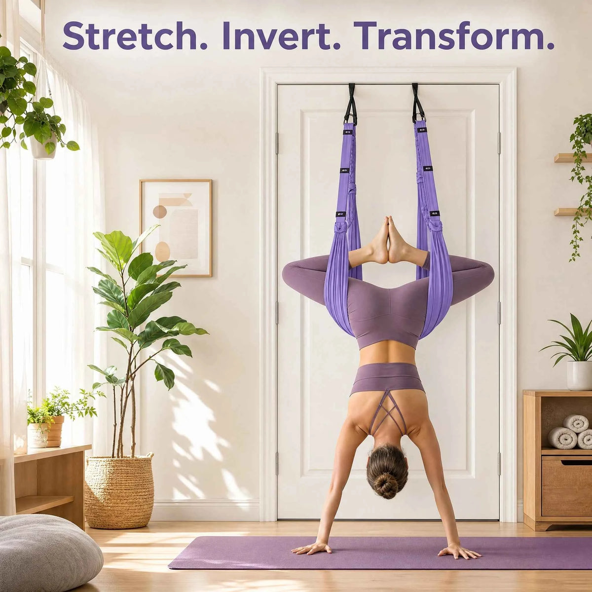 Advanced Purple Aerial Yoga Rope - Professional Home Yoga Assistant, Luxury Fitness Gear, Single Piece