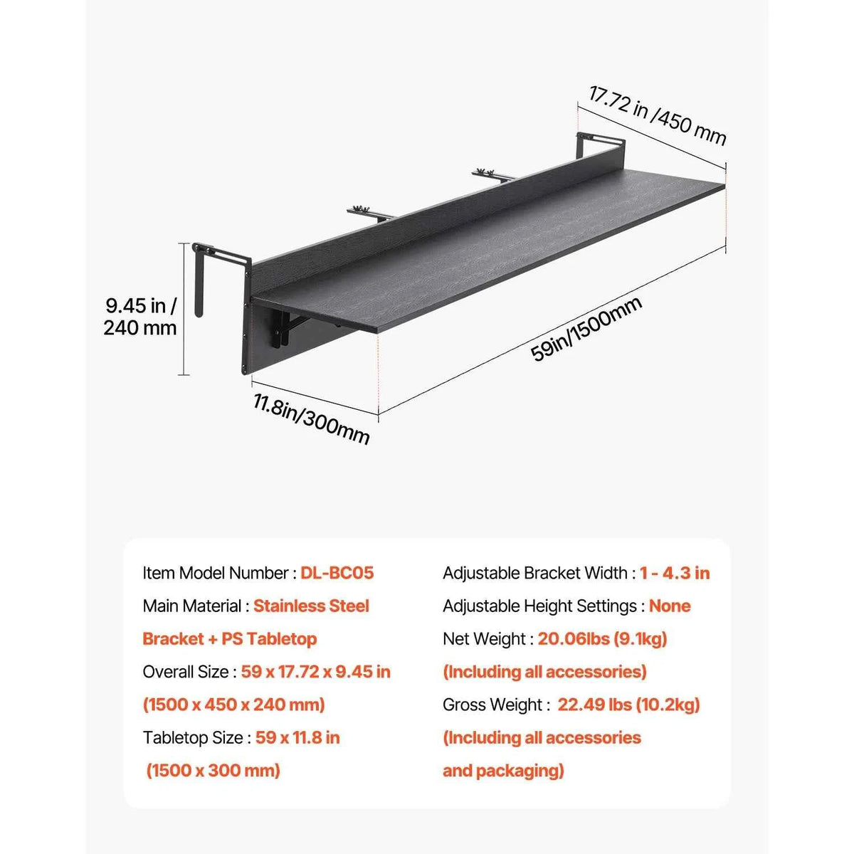 SucceBuy Balcony Hanging Table.. Folding Balcony Railing Table. Outdoor Serving Table for Patio Deck