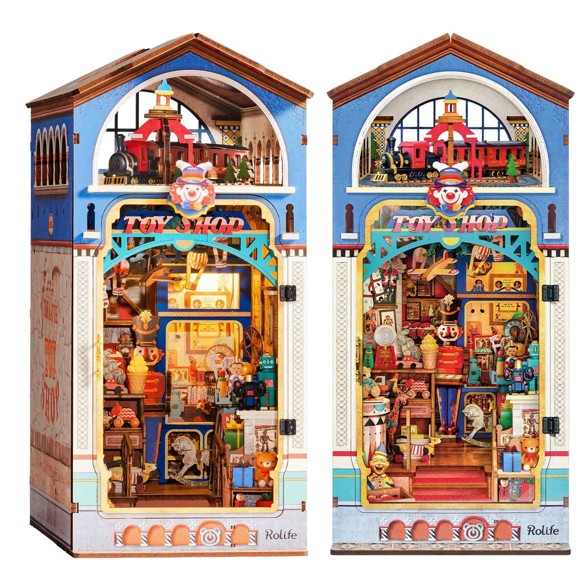 Rolife DIY Book Nook Kit 3D Puzzle. Treasure Toy Shop, Wooden Bookends Craft Kit with LED Light for Bookshelf Decor Brain Teasers Dollhouse Jigsaw for Holiday Gift