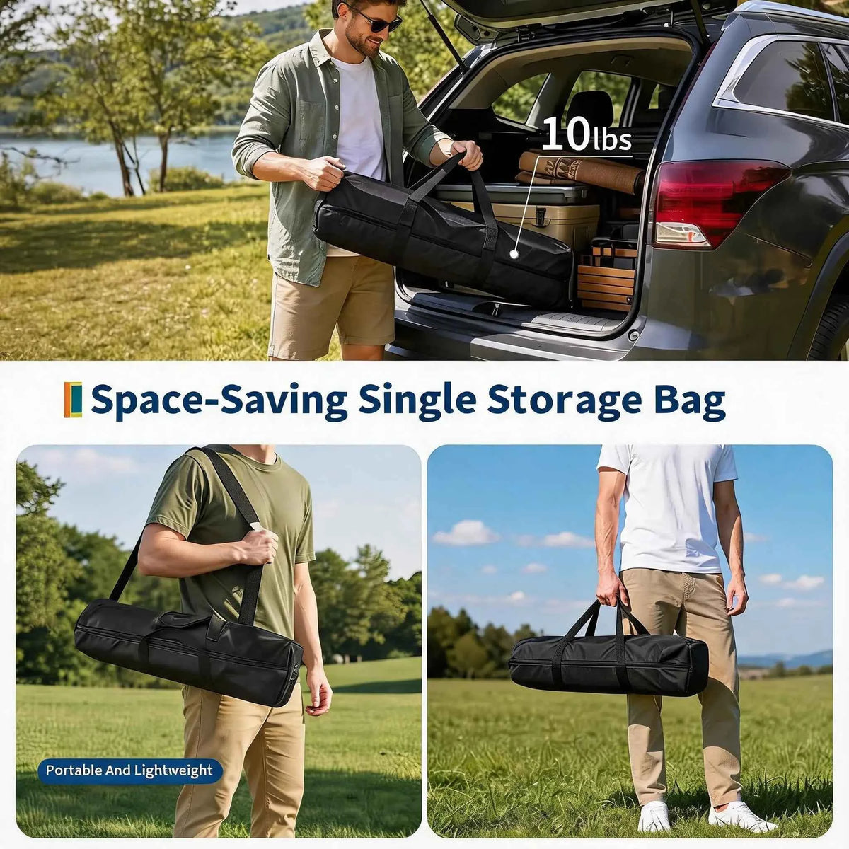 47x28x30in Folding Camping Table, Portable Aluminum Roll Up Table With Carry Bag, 110lb.