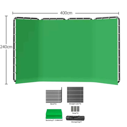 SH Green Screen, 2.4X4M. Collapsible Chroma Key Backdrop. Wrinkle-Resistant Fabric. Ultra-Quick Setup.