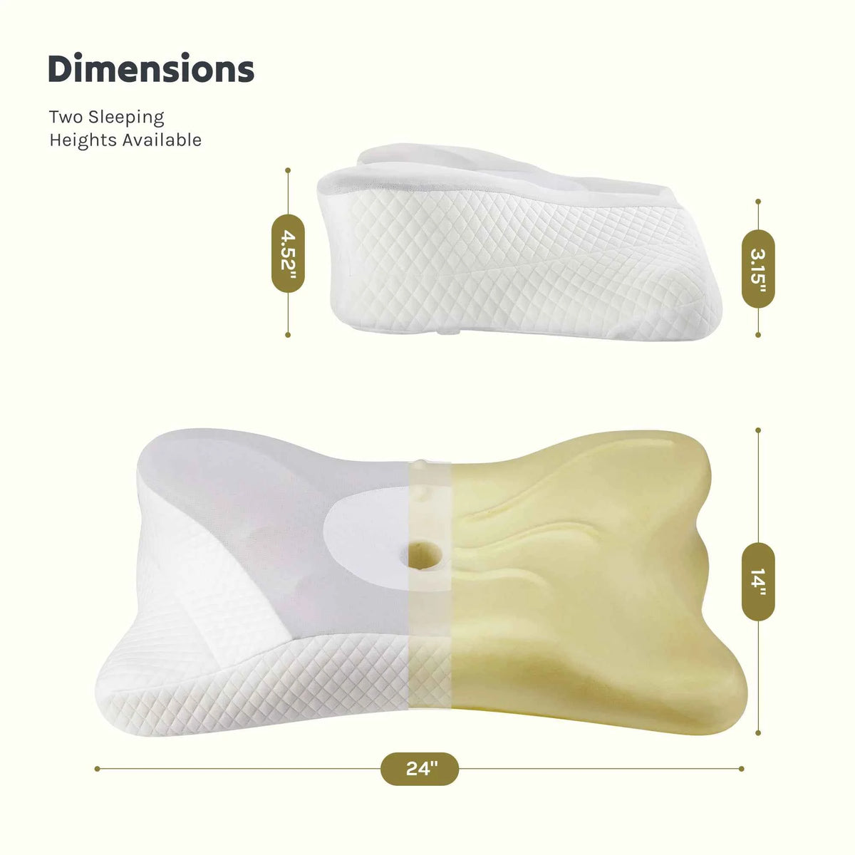 MCQ 1-piece Queen Size Ergonomic Neck Pillow. Comfort Memory Foam Pillows. Removable Washable Cover. Ventilated Cooling Bed Pillow