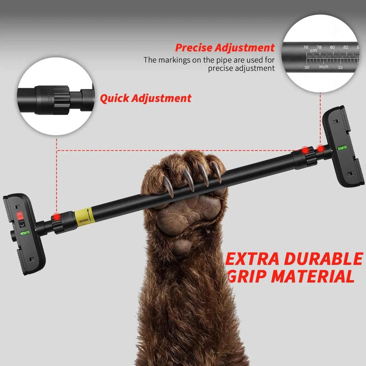 Doorway Pull Up Bar. No Screws. 440Lbs Capacity. Adjustable 72-95 Cm. Chin Up Bar With Dual Gear Lock Level Meter And Anti-Slip Pvc Pads For Home, Gym, Strength Training