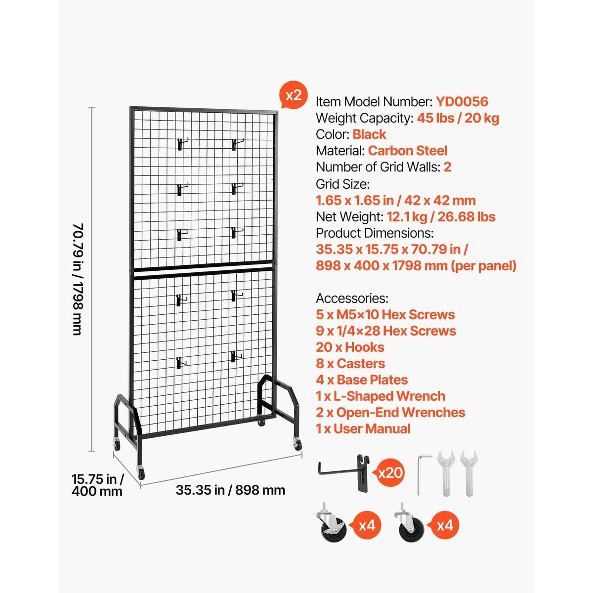 Grid Wall Panel. Wire Grid Panels. Display Rack Movable Art Display Shelf with Wheel Carbon Steel