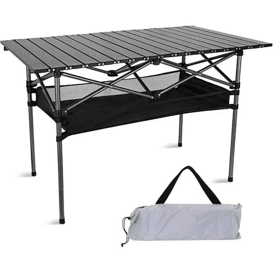 Portable Lightweight Collapsible Outdoor Table With Carry Bag, Sturdy Legs & Large Flat Surface For Picnics, BBQs, Beach, Hiking, Tailgating - Compact & Durable Design