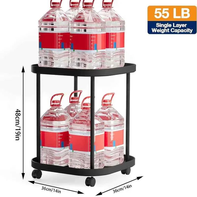 Multifunctional 2-Tier Round Side Table with Lockable Wheels, INS Style  Movable Storage Rack Cart,