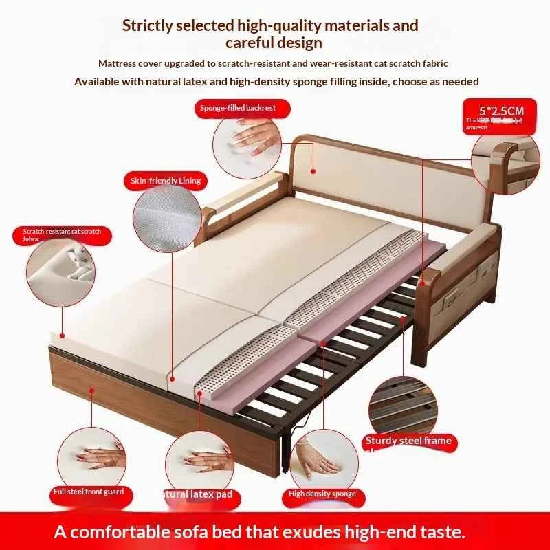 Light Luxury Foldable Sofa Bed. Convertible Couch.  Single Double Retractable Pull Out bed. Multifunctional