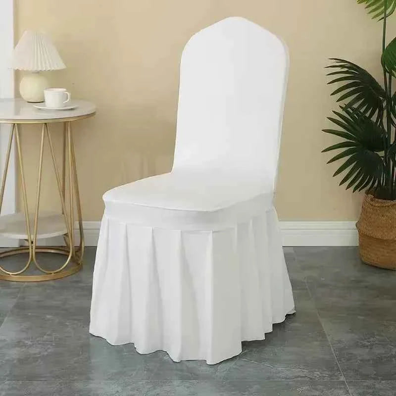 50/100pcs Pleated Skirt Spandex Chair Cover. Hotel Banquet, Party Events, Wedding Decoration. Dining Room Seat Protector Covers