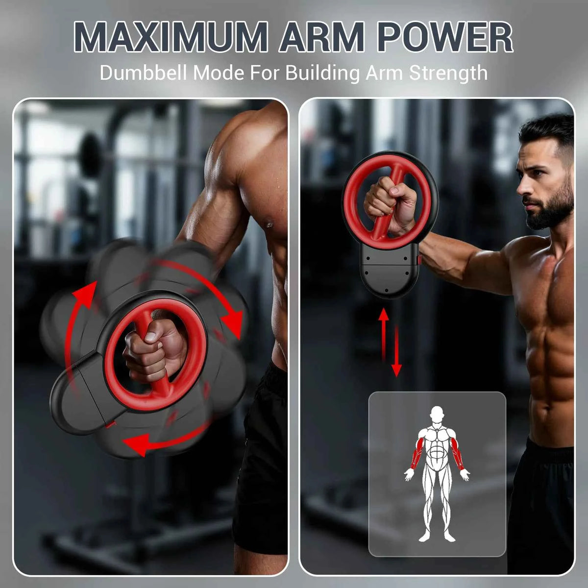 3-in-1 Upper Body Strength Trainer - Detachable Rotator Burn Machine, 360°Hand-Crank Forearm Trainer & Resistance Band, Portable Home/Gym Equipment for Men & Women
