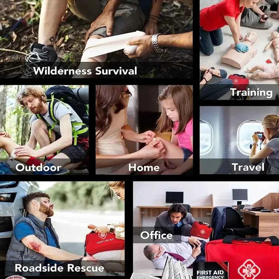 Complete Portable Emergency Medical First Aid Kit Bag. Storage Box For Household, Outdoor, Travel, Camping Equipment, Medicine