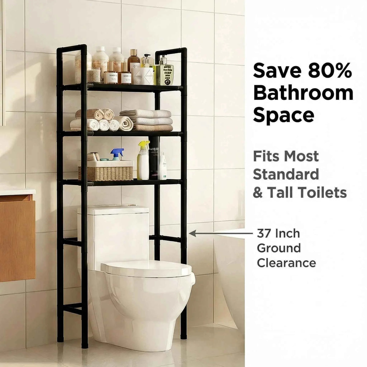 Bathroom Storage Rack Over The Toilet. Shelf Multilayer Space Saver Organizer Multi-Functional Wall Hanging Toilet Storage Rack