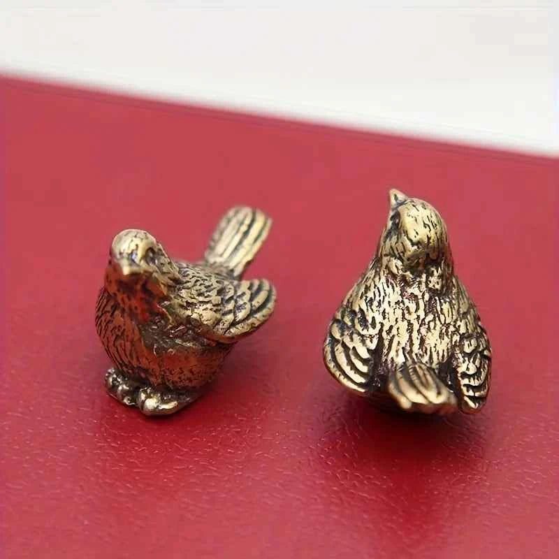1 brass sparrow figurine, Christmas tea pet. Desktop home decoration, Personalized