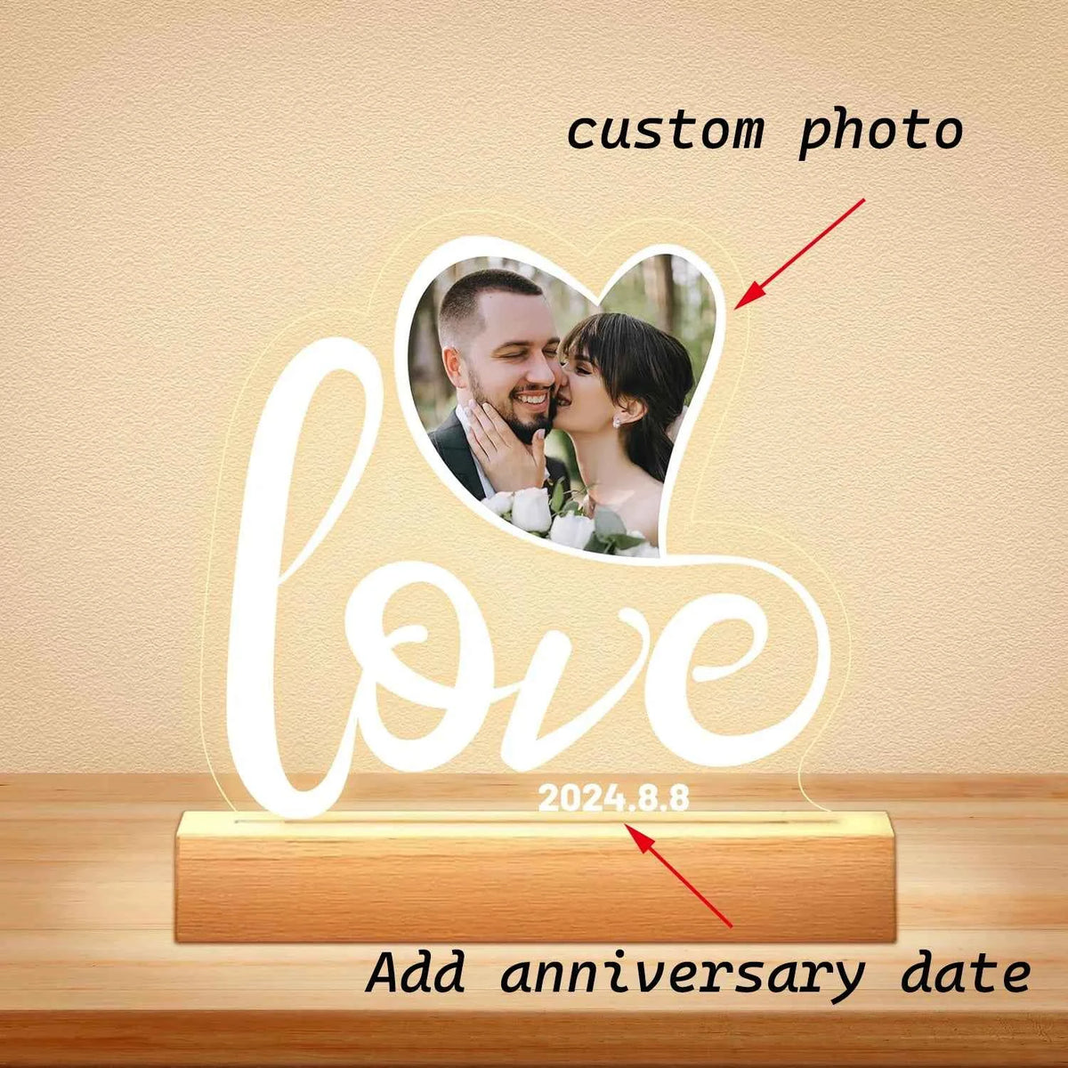 Custom Couple Acrylic Plaque With Picture Frame. Personalized Photo Frame for Anniversary, Wedding, Couple Romantic Keepsake Gift